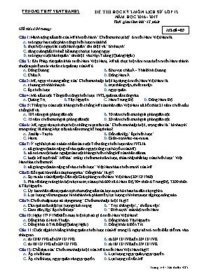 Đề thi học kỳ II môn Lịch sử 12 - Mã đề 485 - Năm học 2016-2017 - Trường THPT Yên Thành 2